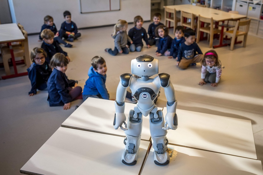 In a Swiss daycare center, a robot from elsewhere speaks to children